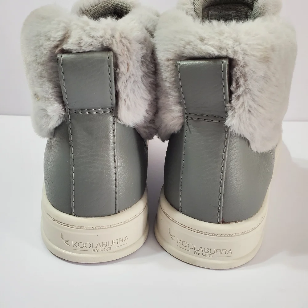 Koolaburra By UGG Women's Gray Sundell Fuzz Faux Fur High-Top Sneakers Size 9